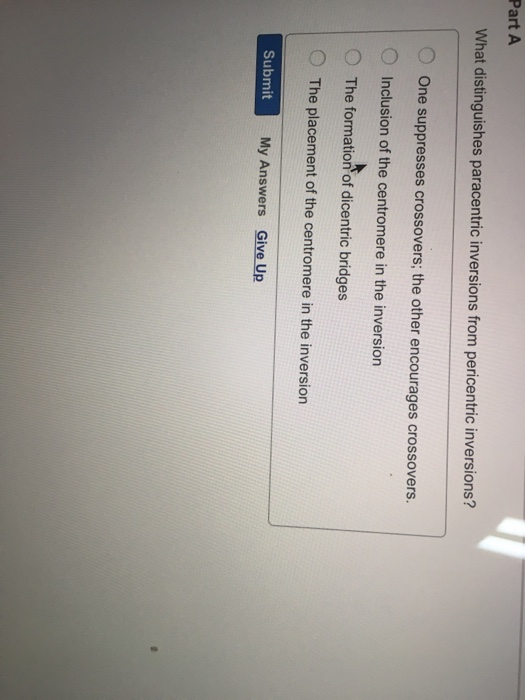 Solved What distinguishes paracentric inversions from | Chegg.com