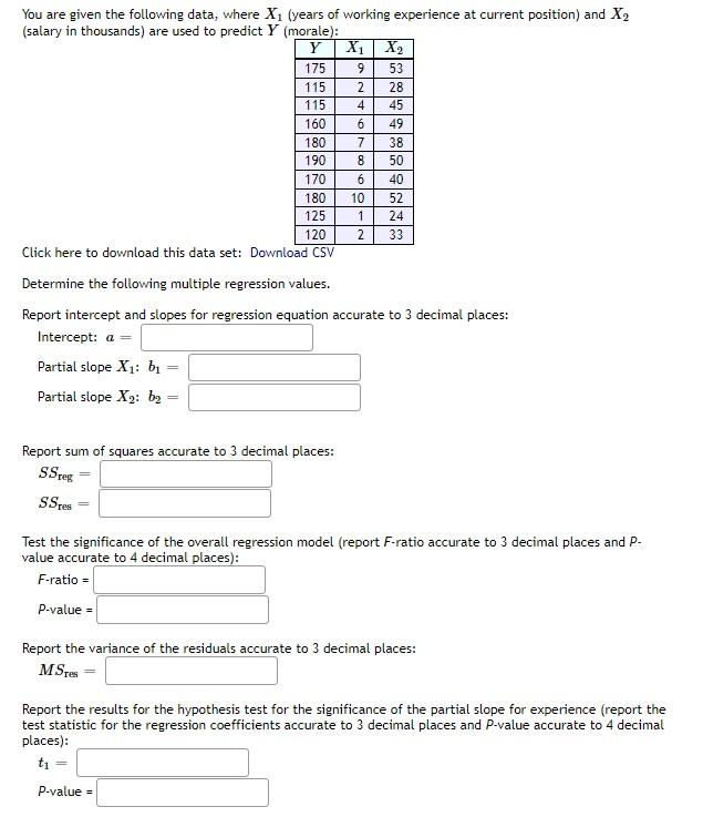 Solved ON 4 You are given the following data, where X1 | Chegg.com
