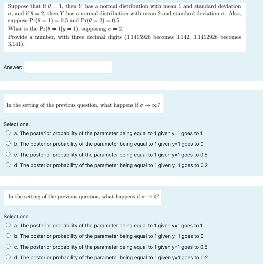 Solved Suppose that if 0 = 1, then Y has a normal | Chegg.com