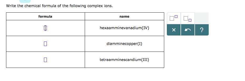 Solved Write the chemical formula of the following complex | Chegg.com