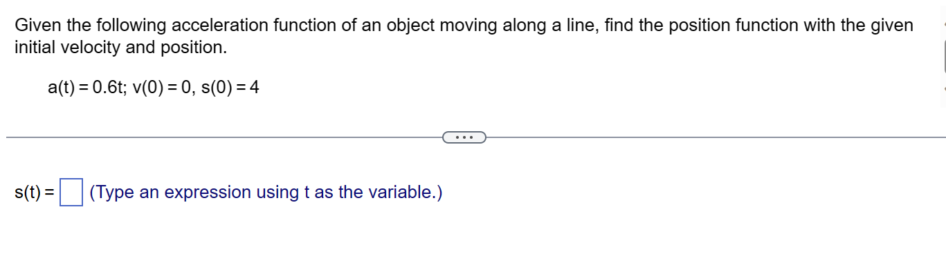 Solved Given the following acceleration function of an | Chegg.com