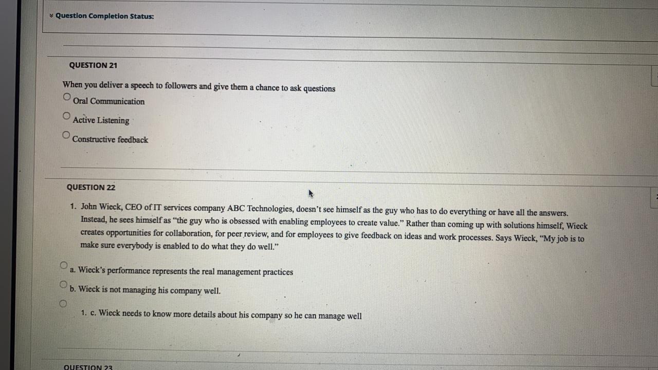 Solved * Question Completion Status: QUESTION 21 When you | Chegg.com