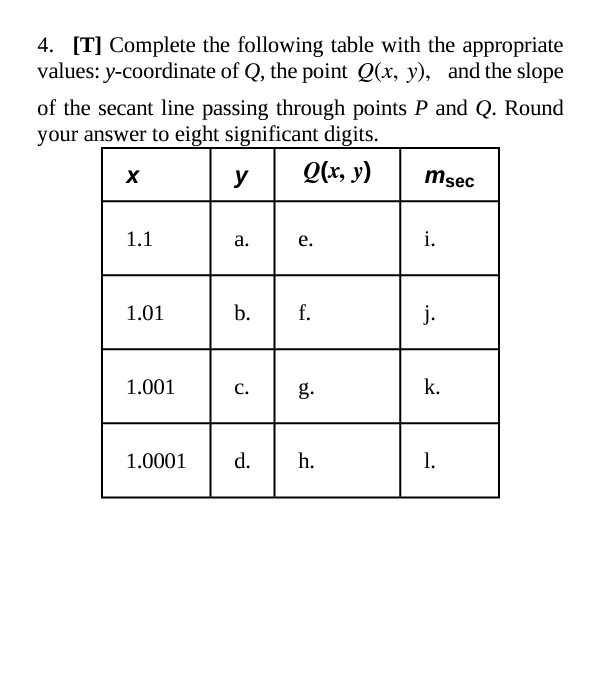 .5. Use the values in the right column of the table | Chegg.com