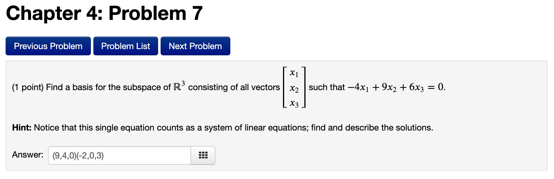 Solved Chapter 4: Problem 7 Previous Problem Problem List | Chegg.com