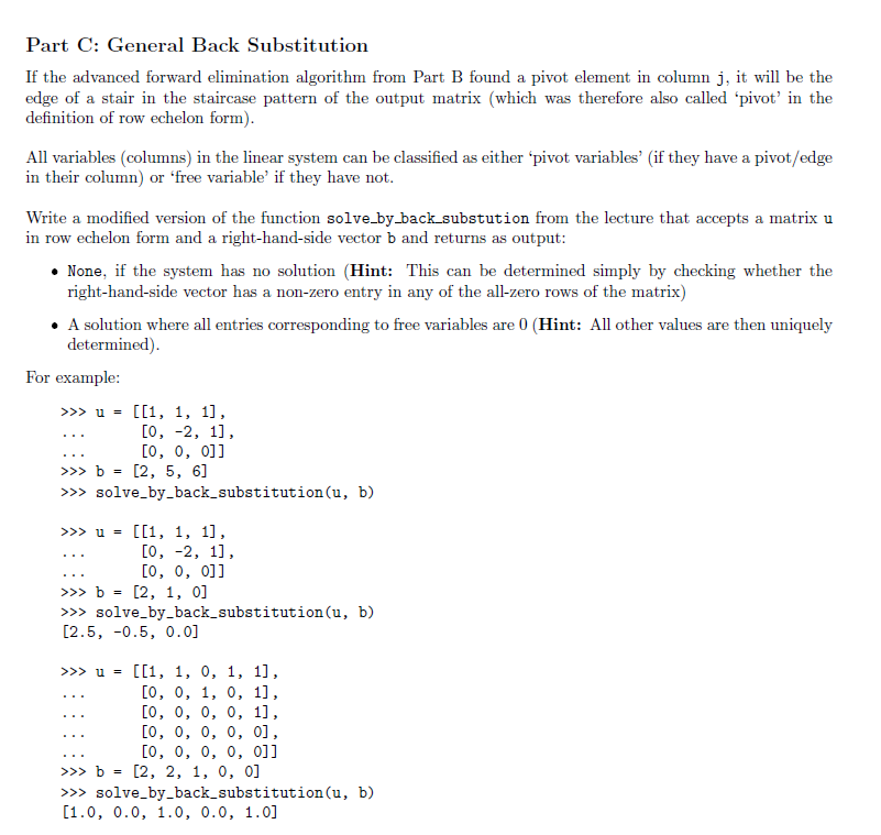 Task 1: Gaussian Elimination for Singular Matrices | Chegg.com