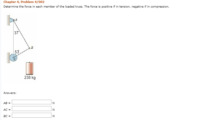 Solved Chapter 4, Problem 4/002 Determine the force in each | Chegg.com