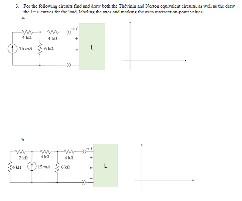 Solved 3. For the following circuits find and draw both the | Chegg.com