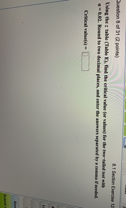 Solved Question 8 Of 31 (2 Points) 8.1 Section Exercise 12 | Chegg.com