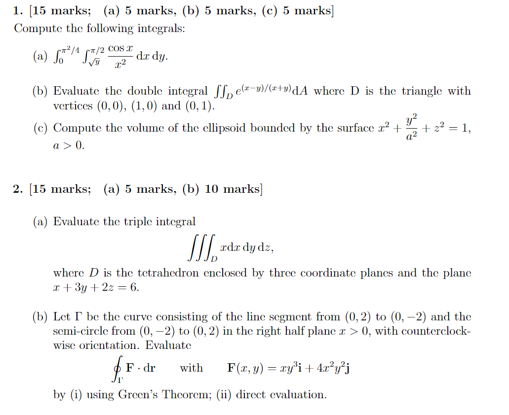 Solved 1. (15 marks; (a) 5 marks, (b) 5 marks, (c) 5 marks] | Chegg.com