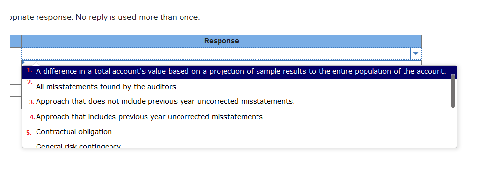 Solved Select The Term With The Most Appropriate Response