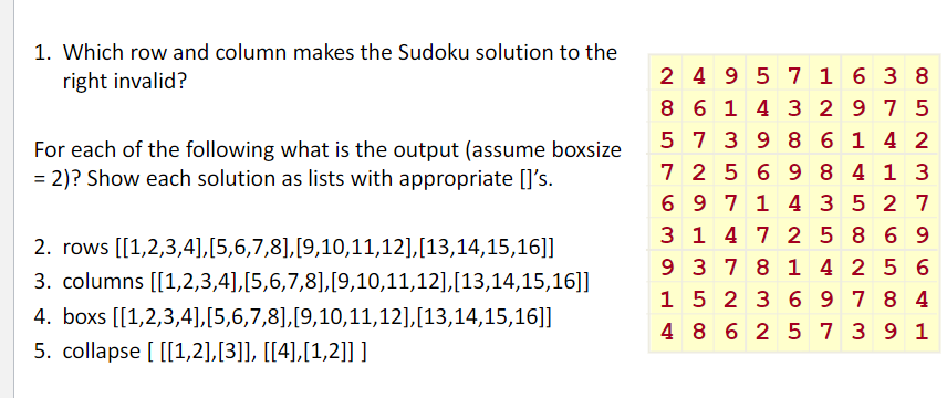 Solved 1. Which row and column makes the Sudoku solution to | Chegg.com