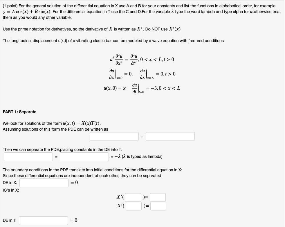 Solved 1 Point For The General Solution Of The Differen Chegg Com