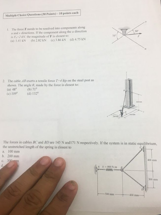 Solved Multiple Choice Questions (30 Points)- 10 points each | Chegg.com