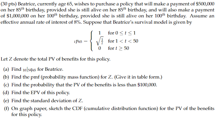 Solved 30 pts Beatrice currently age 65 wishes to Chegg