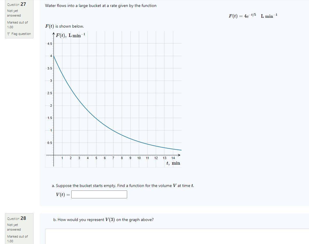 Solved Water flows into a large bucket at a rate given by