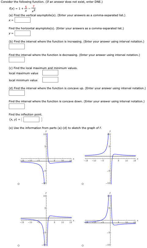 Solved Consider the following function. (If an answer does | Chegg.com