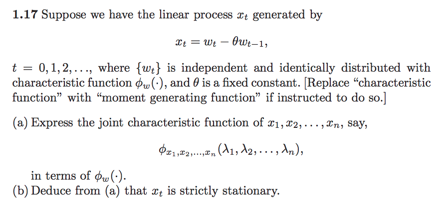 1.17 Suppose we have the linear process xt generated | Chegg.com