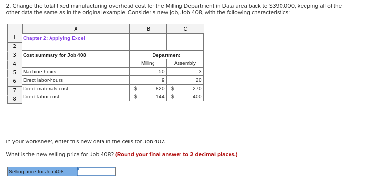 2. Change the total fixed manufacturing overhead cost | Chegg.com