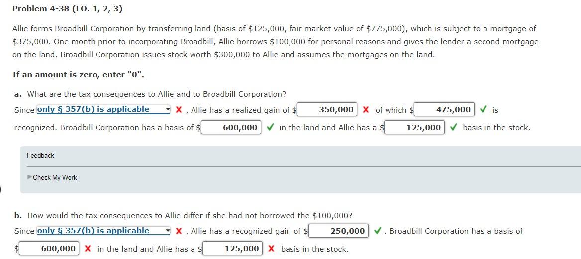 Solved Problem 4-38 (LO. 1, 2, 3) Allie Forms Broadbill | Chegg.com