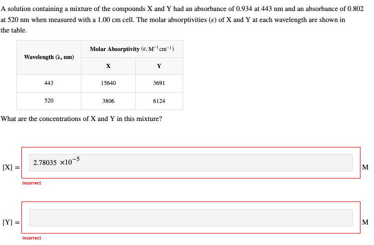 Solved A solution containing a mixture of the compounds X | Chegg.com