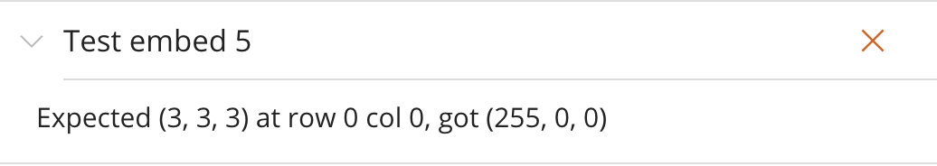 Solved Test recover 1 Expected (128,192,192) at row 0 col 0 | Chegg.com