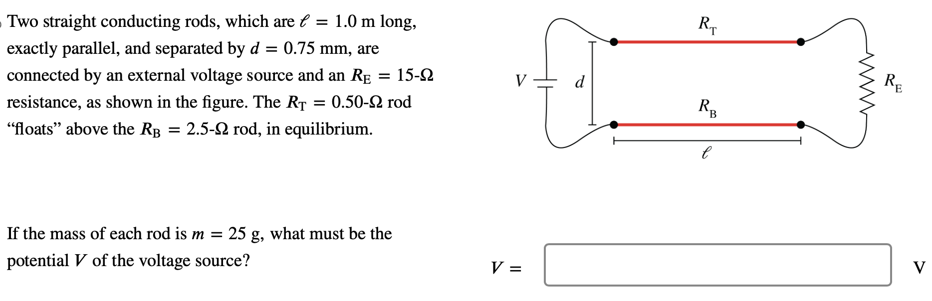 Solved Two straight conducting rods, which are ℓ=1.0 m long, | Chegg.com