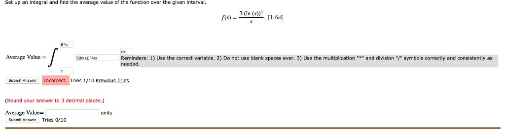 Solved Set up an integral and find the average value of the | Chegg.com