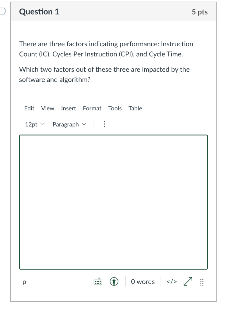Solved Question 1 5 pts There are three factors indicating | Chegg.com
