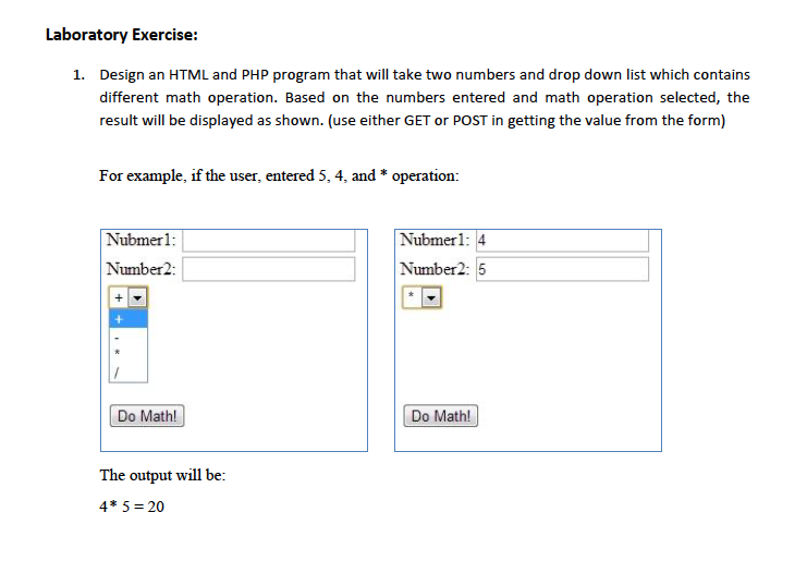 Solved Design An HTML And PHP Program That Will Take Two | Chegg.com