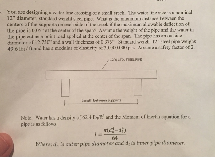 Solved You are designing a water line crossing of a small