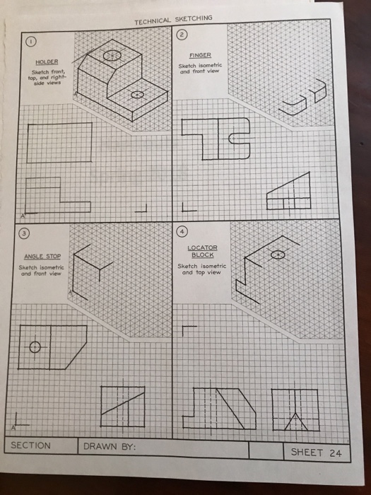 Solved TECHNICAL SKETCHING Shetch front, and front view | Chegg.com