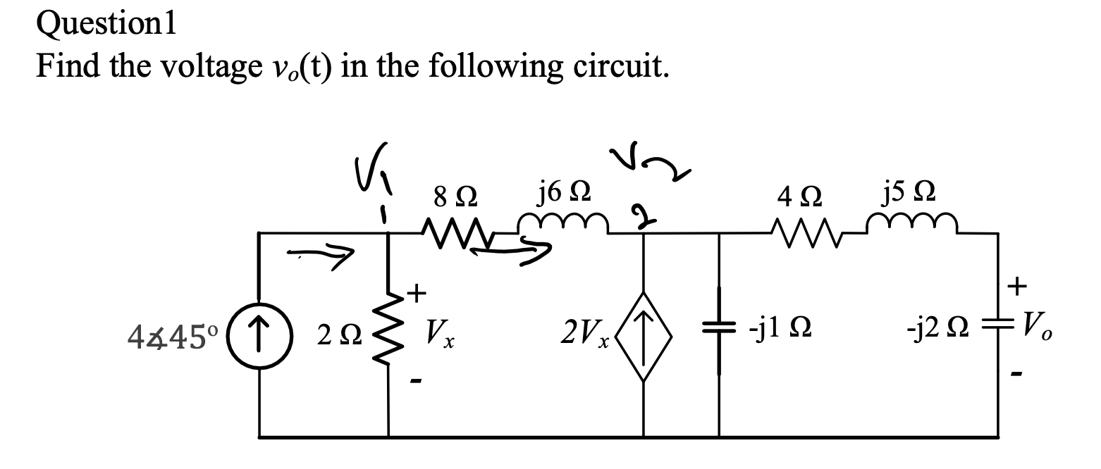 Solved Question1 Find The Voltage Vo(t) In The Following | Chegg.com