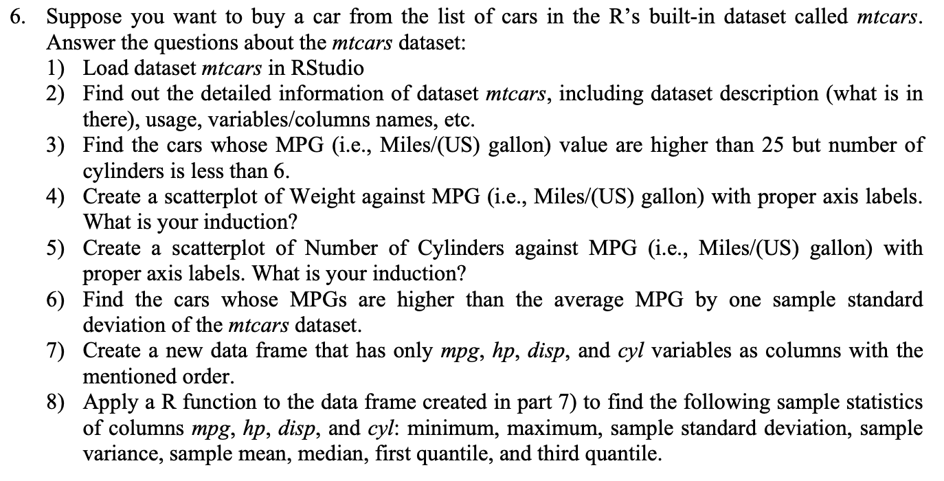 Solved 6. Suppose you want to buy a car from the list of | Chegg.com
