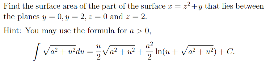 Solved = = 7 Find the surface area of the part of the | Chegg.com