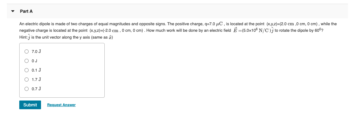 Solved Part A An electric dipole is made of two charges of | Chegg.com