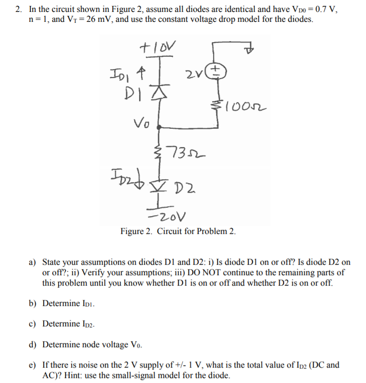 Solved In The Circuit Shown In Figure 2, Assume All Diodes | Chegg.com