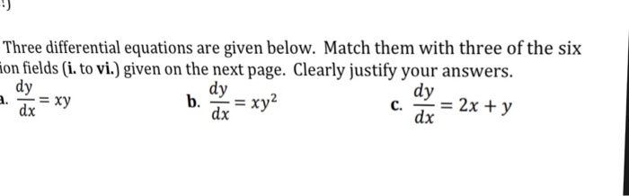 Solved Three differential equations are given below. Match | Chegg.com