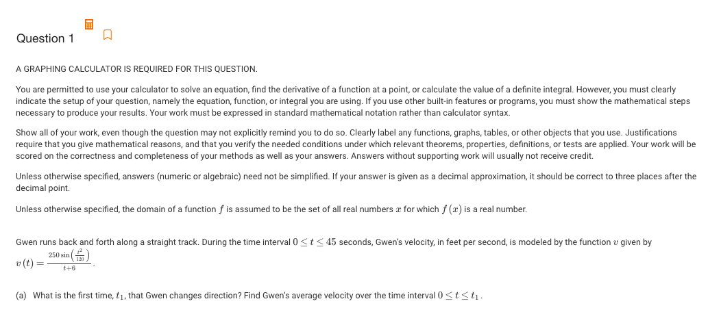 Solved Question 1 A GRAPHING CALCULATOR IS REQUIRED FOR THIS | Chegg.com