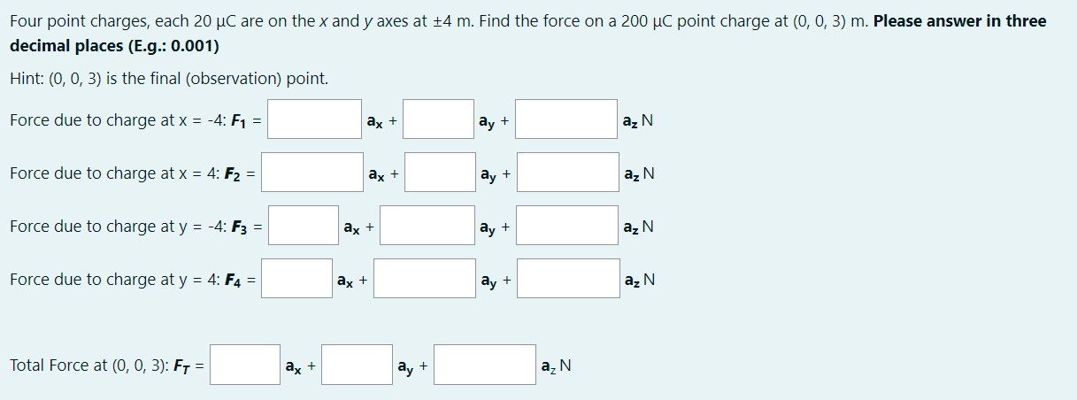 Solved Four Point Charges, Each 20 UC Are On The X And Y | Chegg.com