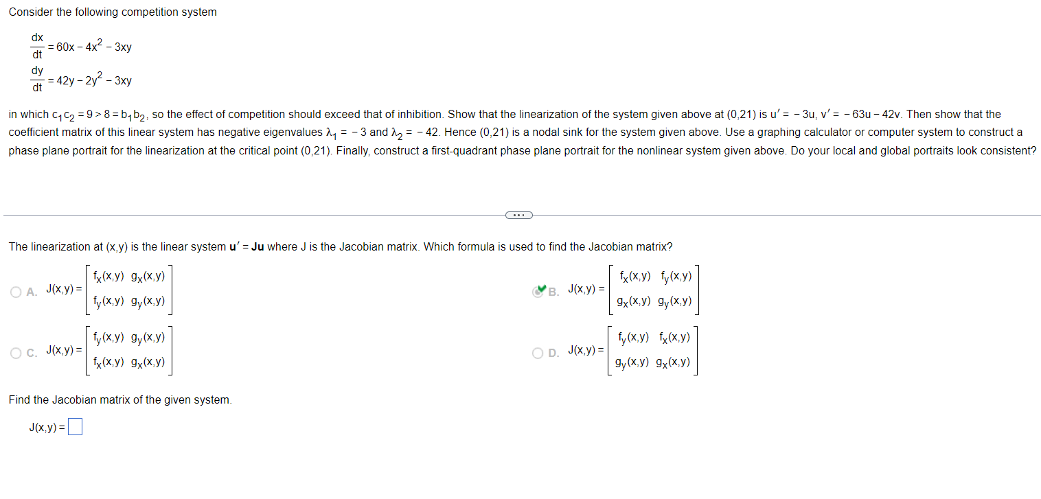 Solved Consider the following competition system | Chegg.com