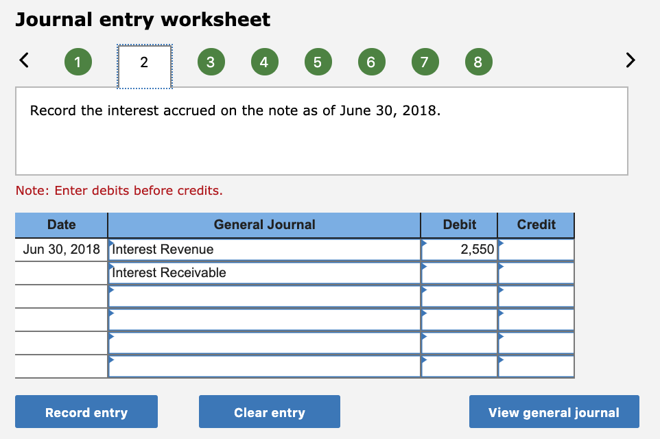 Solved Journal entry worksheet 2 3 4 5 6 7 8 Record the