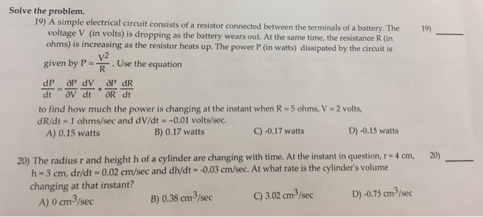 Solved A simple electrical circuit consists of a resistor | Chegg.com