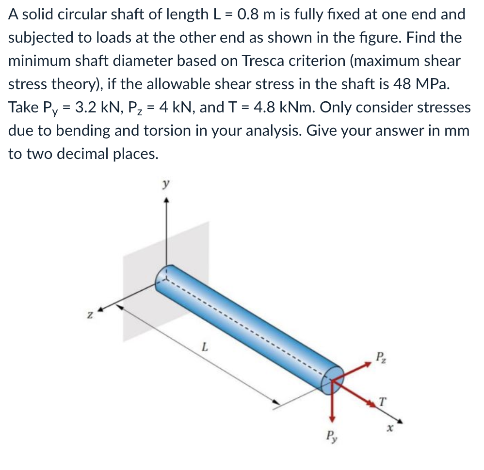 Solved A solid circular shaft of length L=0.8 m is fully | Chegg.com