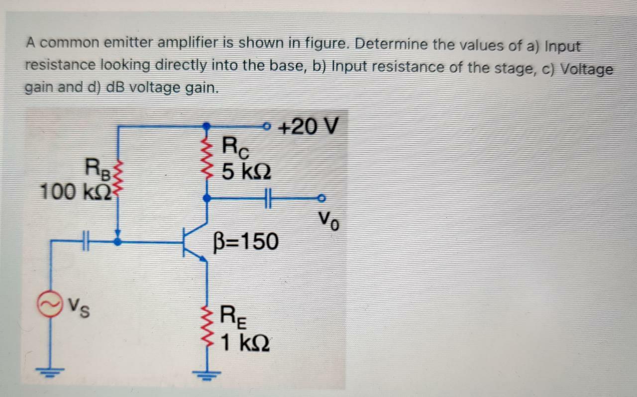 Solved A Common Emitter Amplifier Is Shown In Figure. | Chegg.com