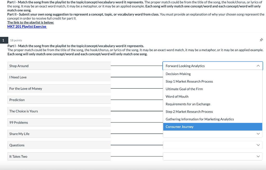 Solved the drop-down on the right gives all the options | Chegg.com