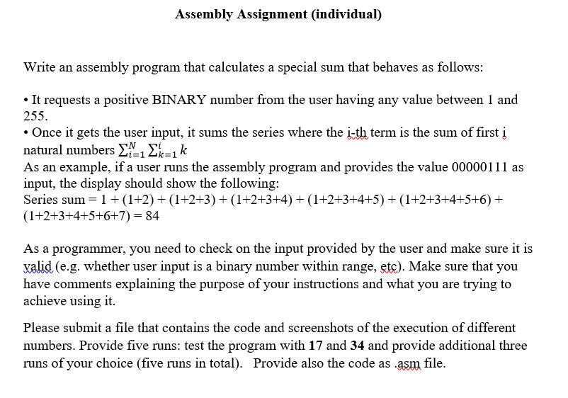 Solved Assembly Assignment individual) Write an assembly | Chegg.com