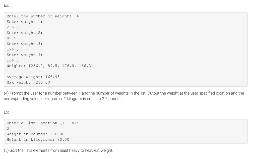 Solved Be able to: • Get a list of numbers Display the | Chegg.com