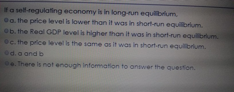 Solved: If A Self-regulating Economy Is In A Recessionary | Chegg.com