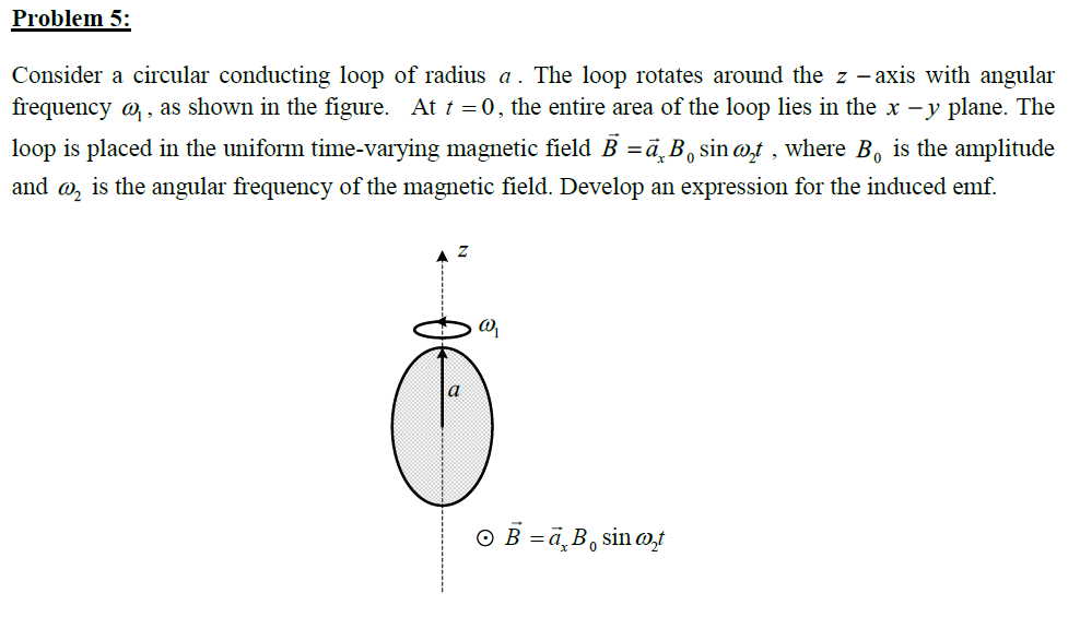 Solved Problem 5: Consider a circular conducting loop of | Chegg.com