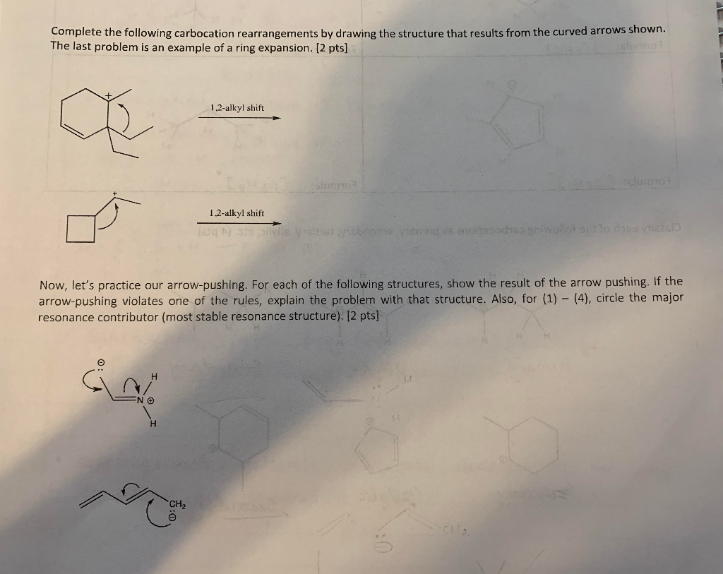 Solved Complete The Following Carbocation Rearrangements By | Chegg.com